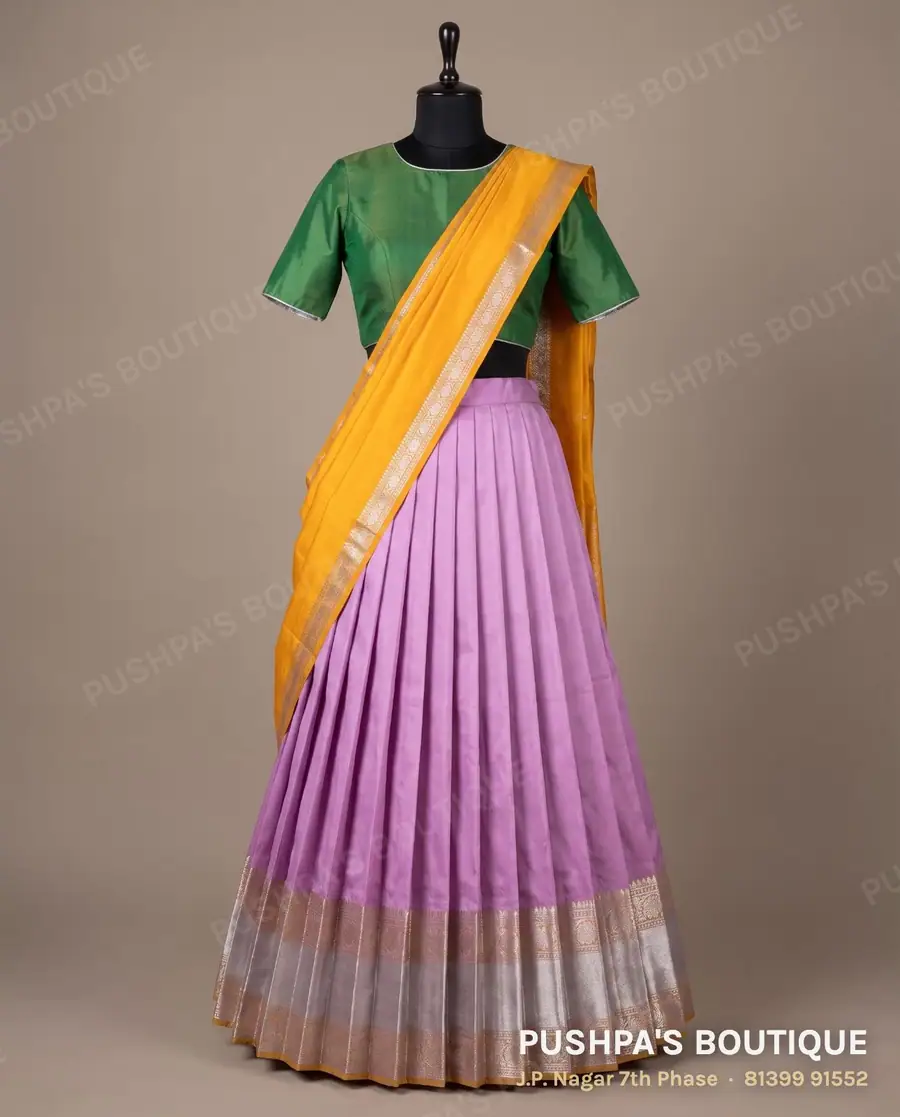 Langa davani (half saree) PB-224, round neck, short sleeve
