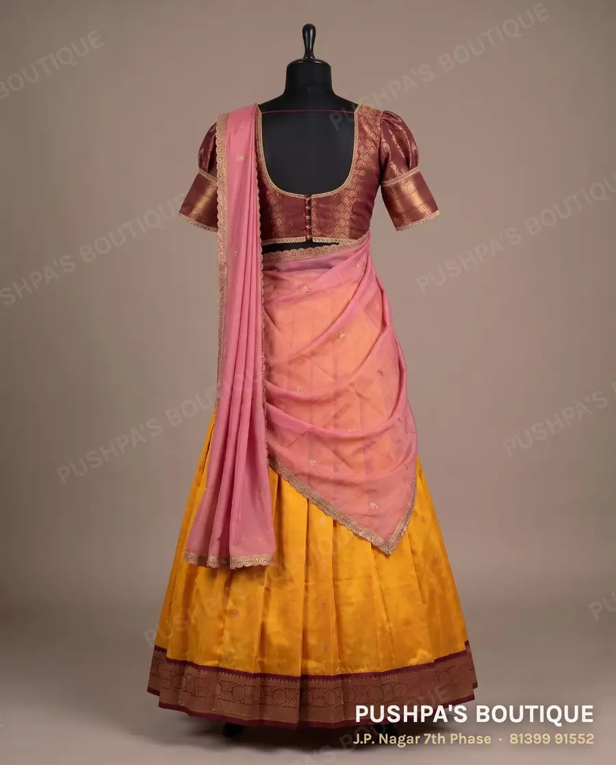 Langa davani (half saree) PB-225, boat neck, puff sleeve, photo 2