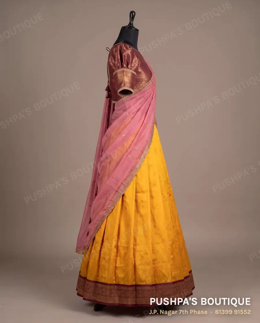 Langa davani (half saree) PB-225, boat neck, puff sleeve, photo 3