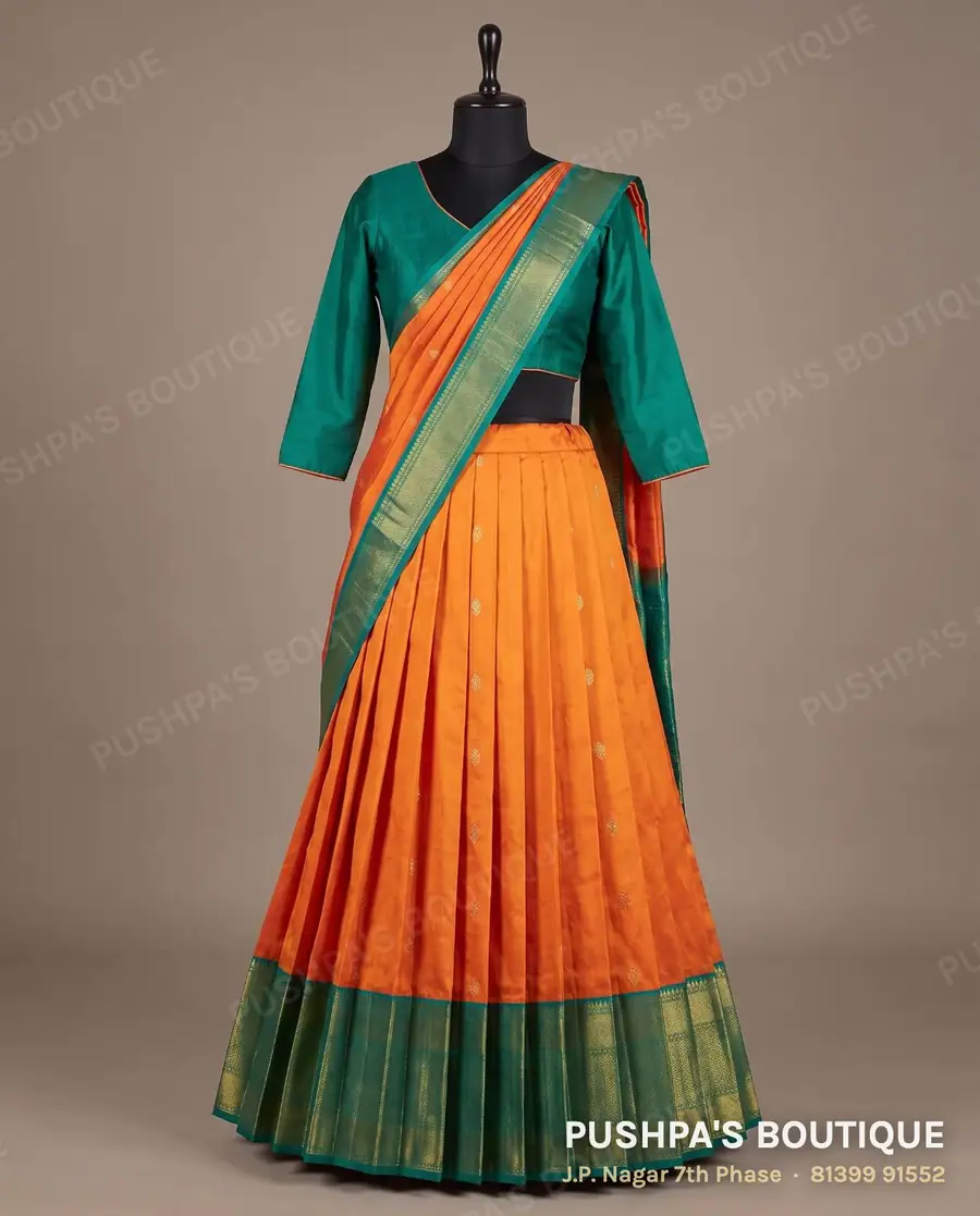 Langa davani (half saree) PB-226, V neck, three quarter sleeve