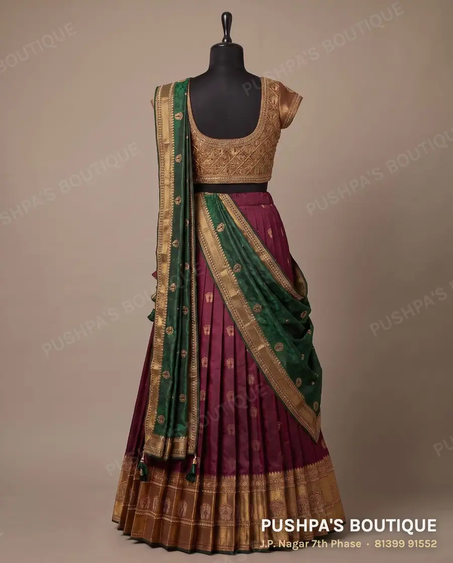 Langa davani (half saree) PB-228, square neck, cap sleeve, photo 2