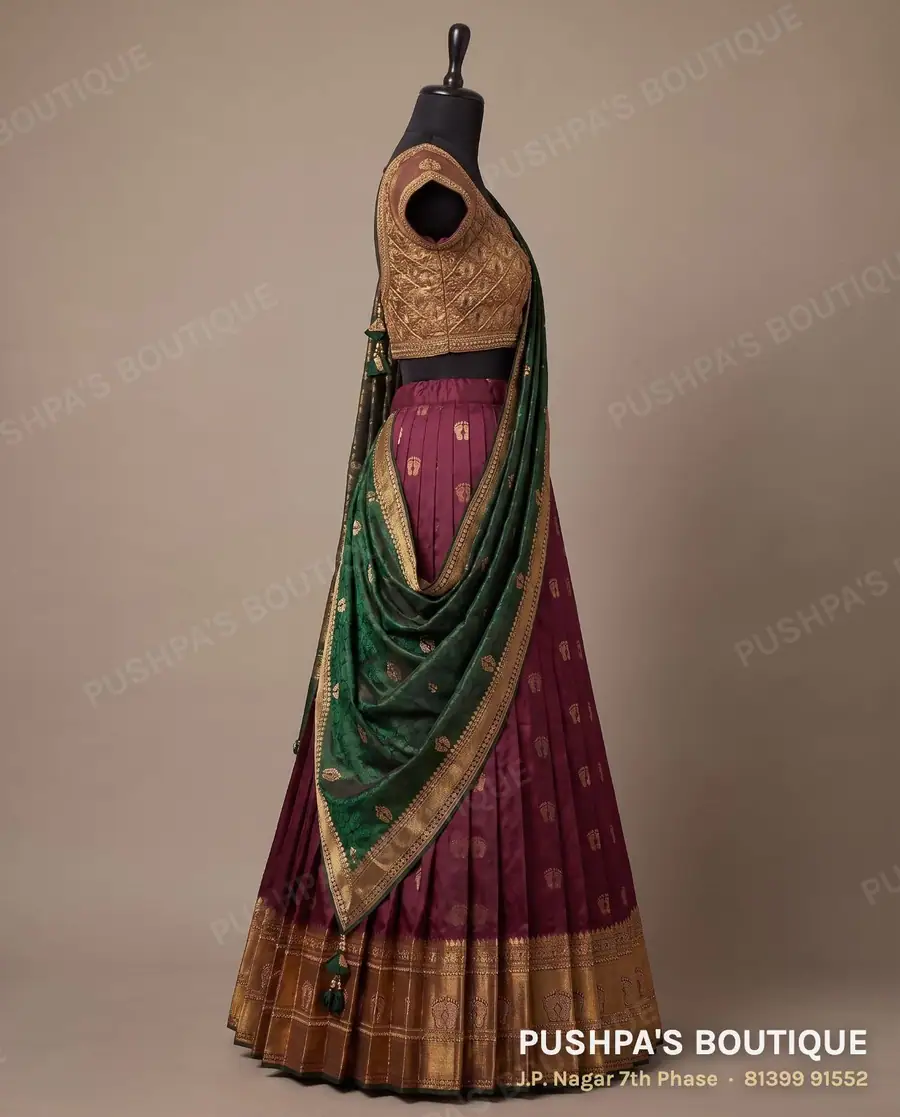 Langa davani (half saree) PB-228, square neck, cap sleeve, photo 3