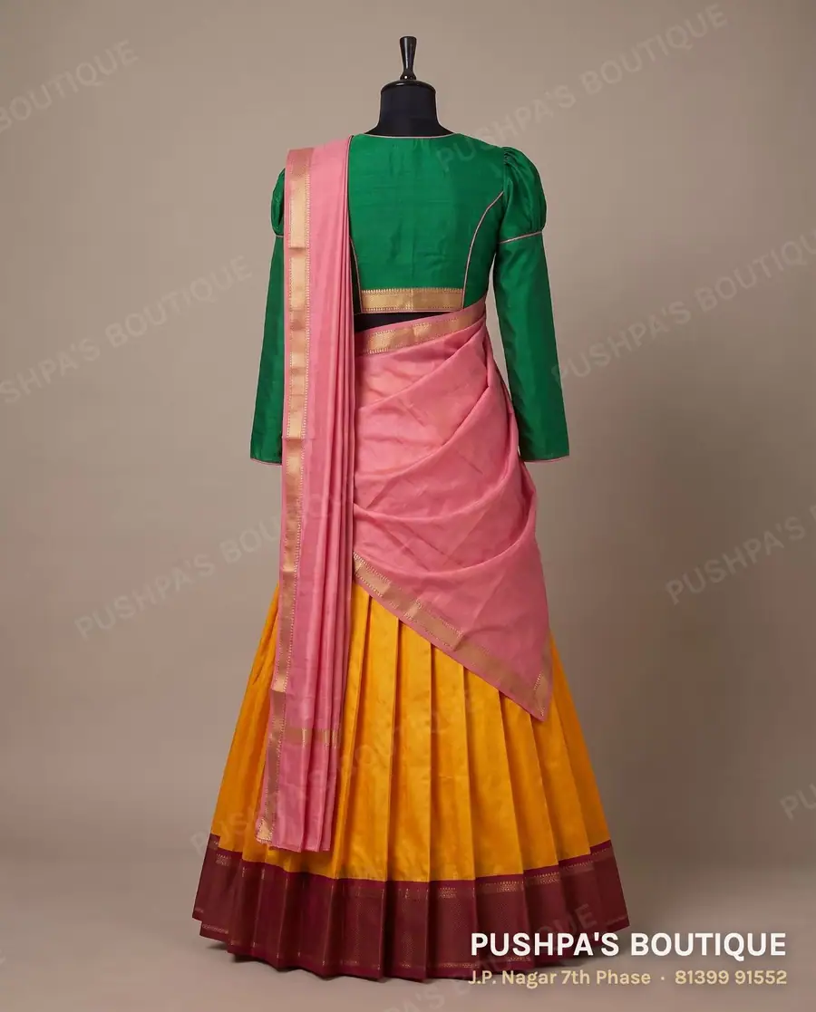 Langa davani (half saree) PB-230, round neck, puff sleeve, photo 2