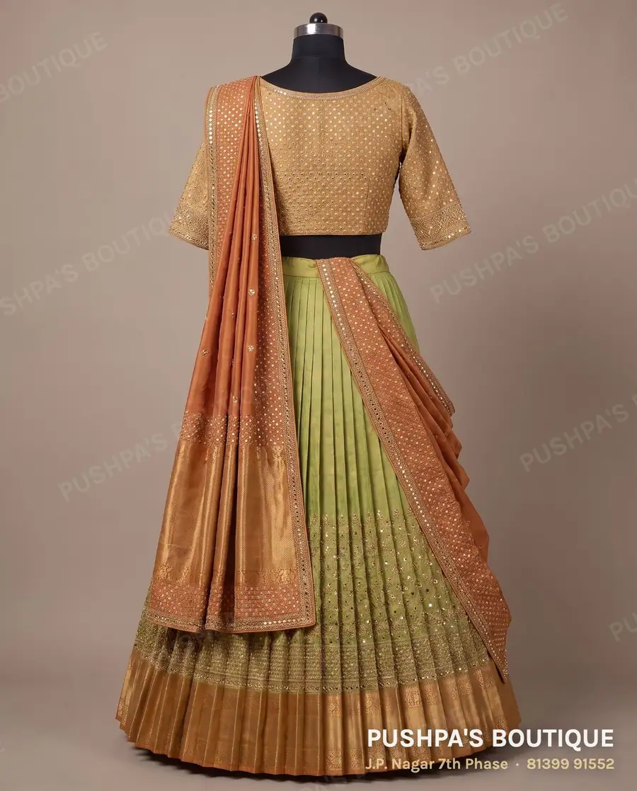 Langa davani (half saree) PB-231, sweetheart neck, three quarter sleeve, photo 2