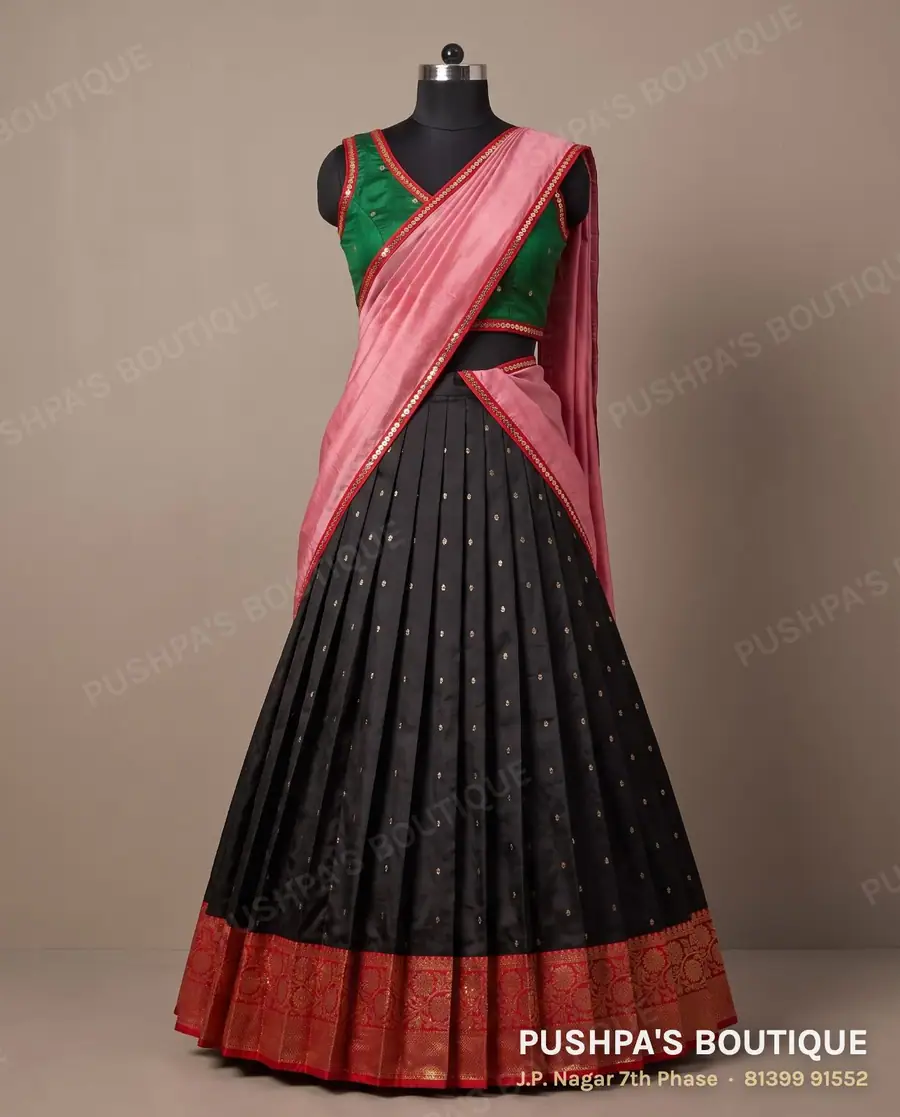 Langa davani (half saree) PB-233, V neck, sleeveless