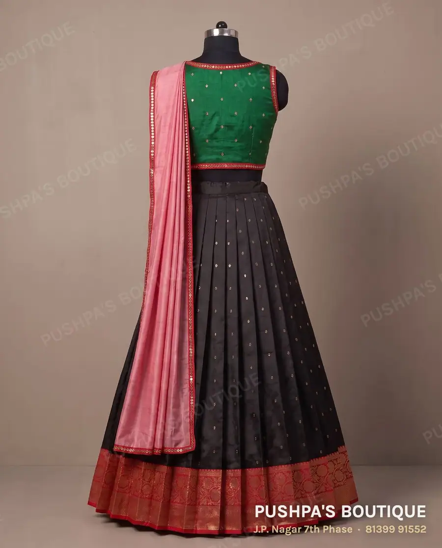 Langa davani (half saree) PB-233, V neck, sleeveless, photo 2