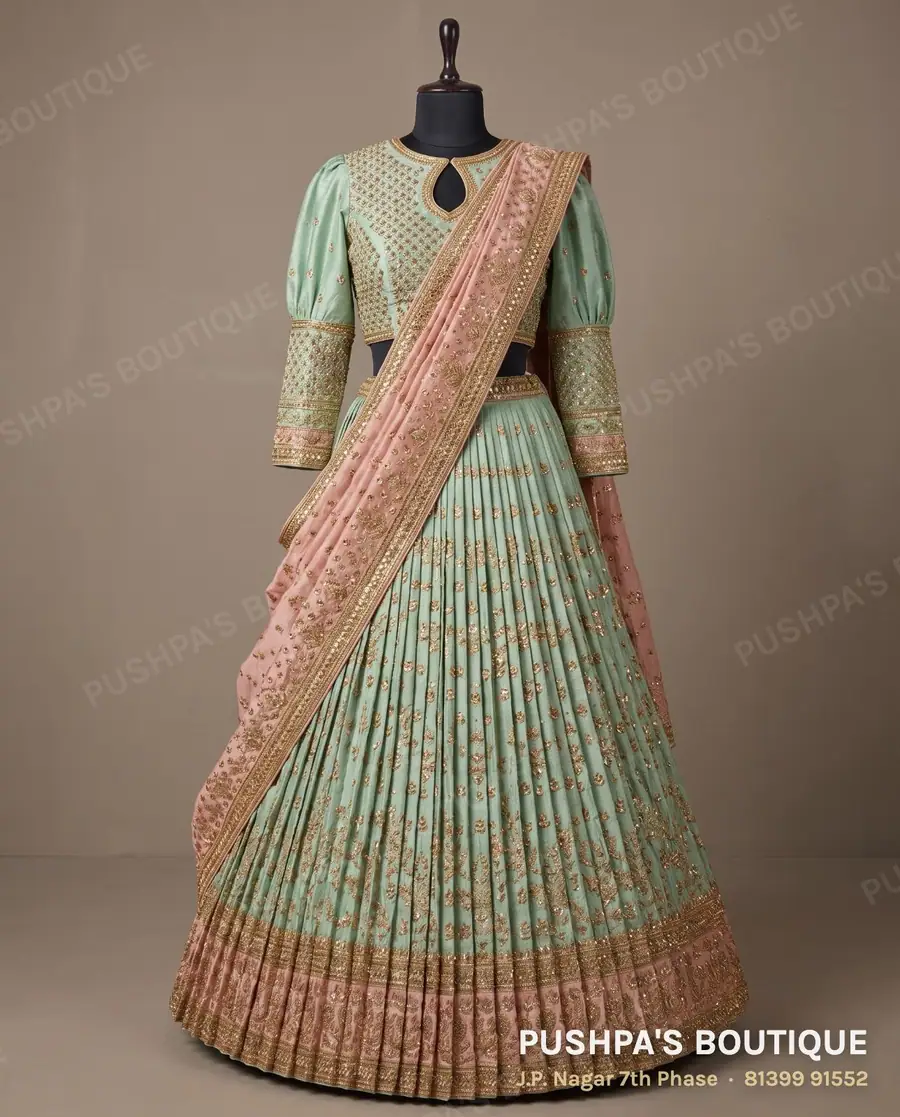 Langa davani (half saree) PB-234, puff sleeve