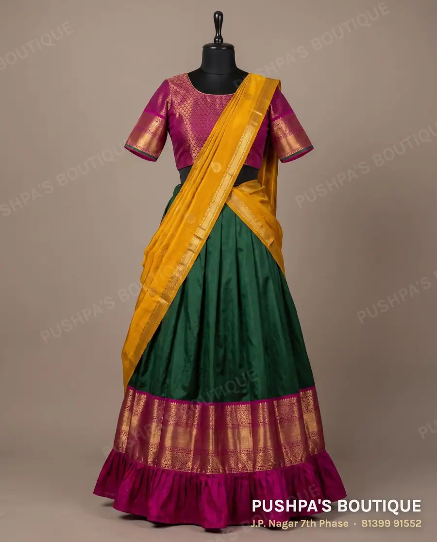 Langa davani (half saree) PB-236, round neck, short sleeve