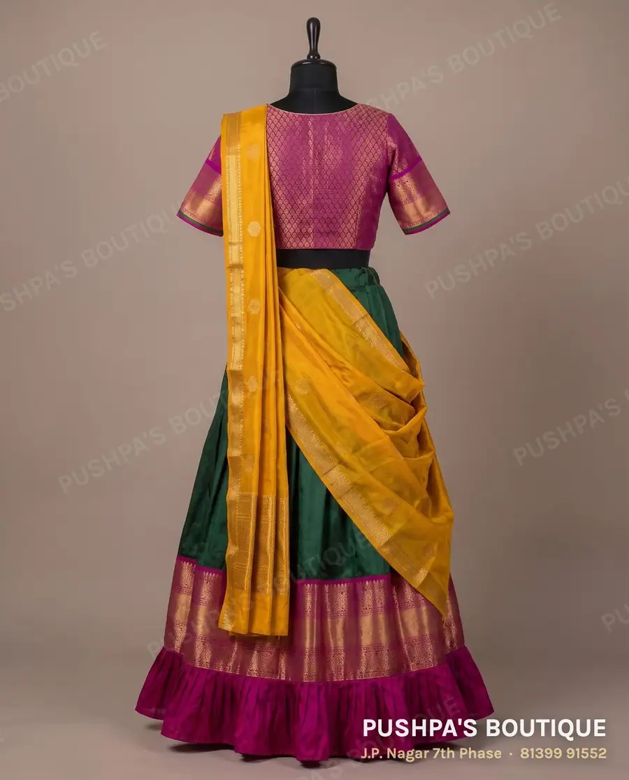 Langa davani (half saree) PB-236, round neck, short sleeve, photo 2