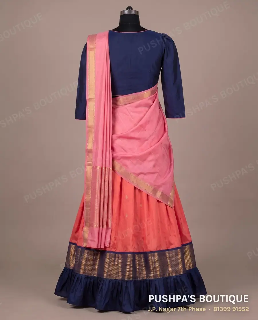 Langa davani (half saree) PB-239, round neck, puff sleeve, photo 2