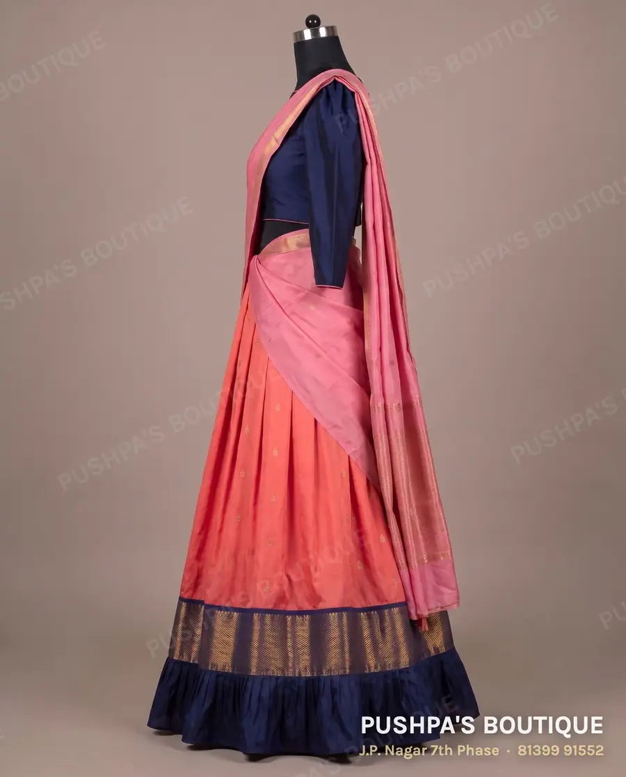 Langa davani (half saree) PB-239, round neck, puff sleeve, photo 3