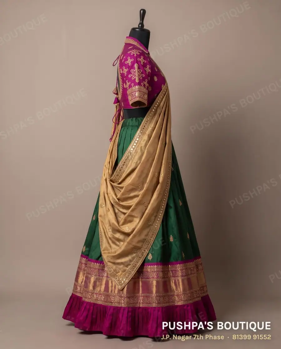 Langa davani (half saree) PB-240, collar, elbow sleeve, photo 3