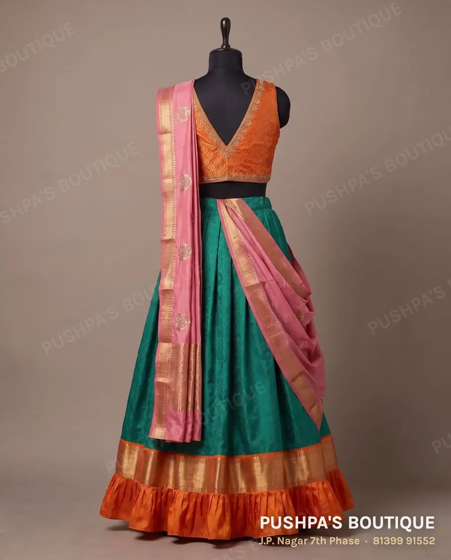 Langa davani (half saree) PB-241, V neck, sleeveless, photo 2