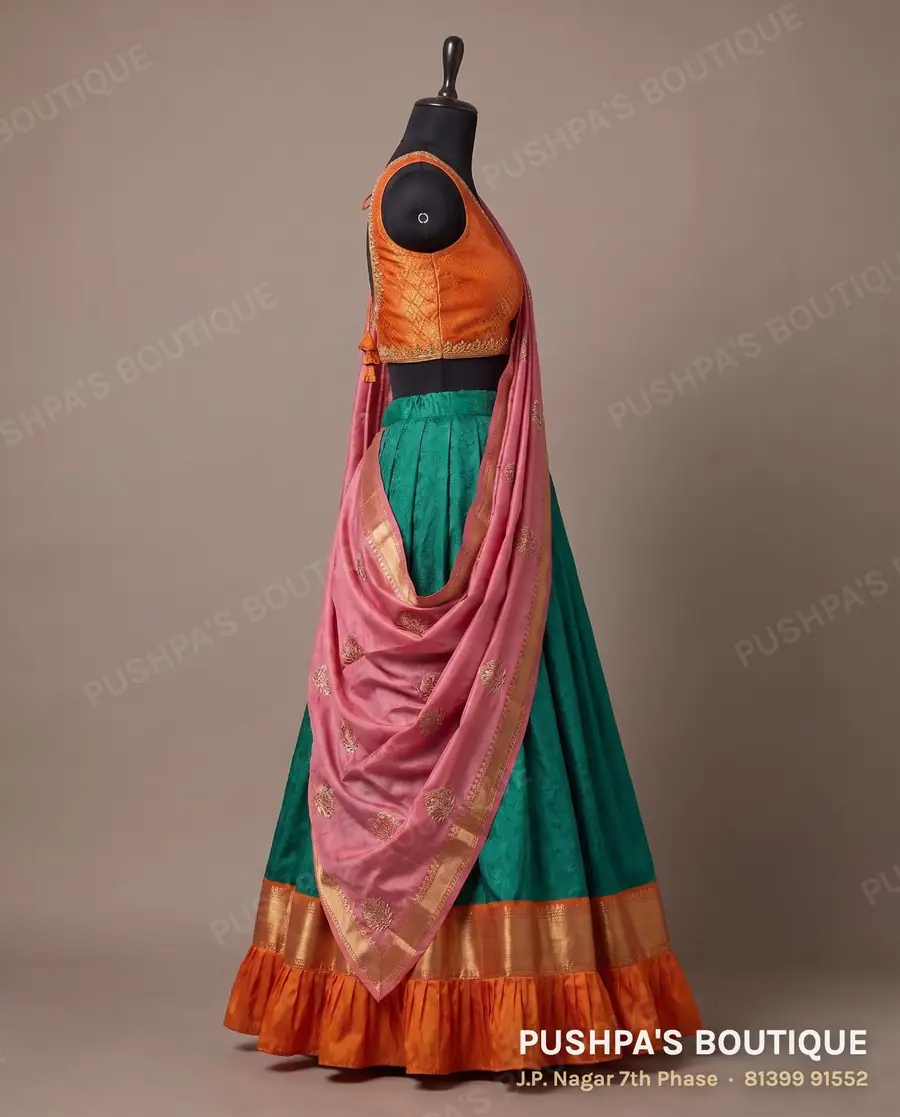 Langa davani (half saree) PB-241, V neck, sleeveless, photo 3