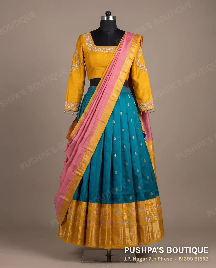 Langa davani (half saree) PB-244, square neck, full sleeve
