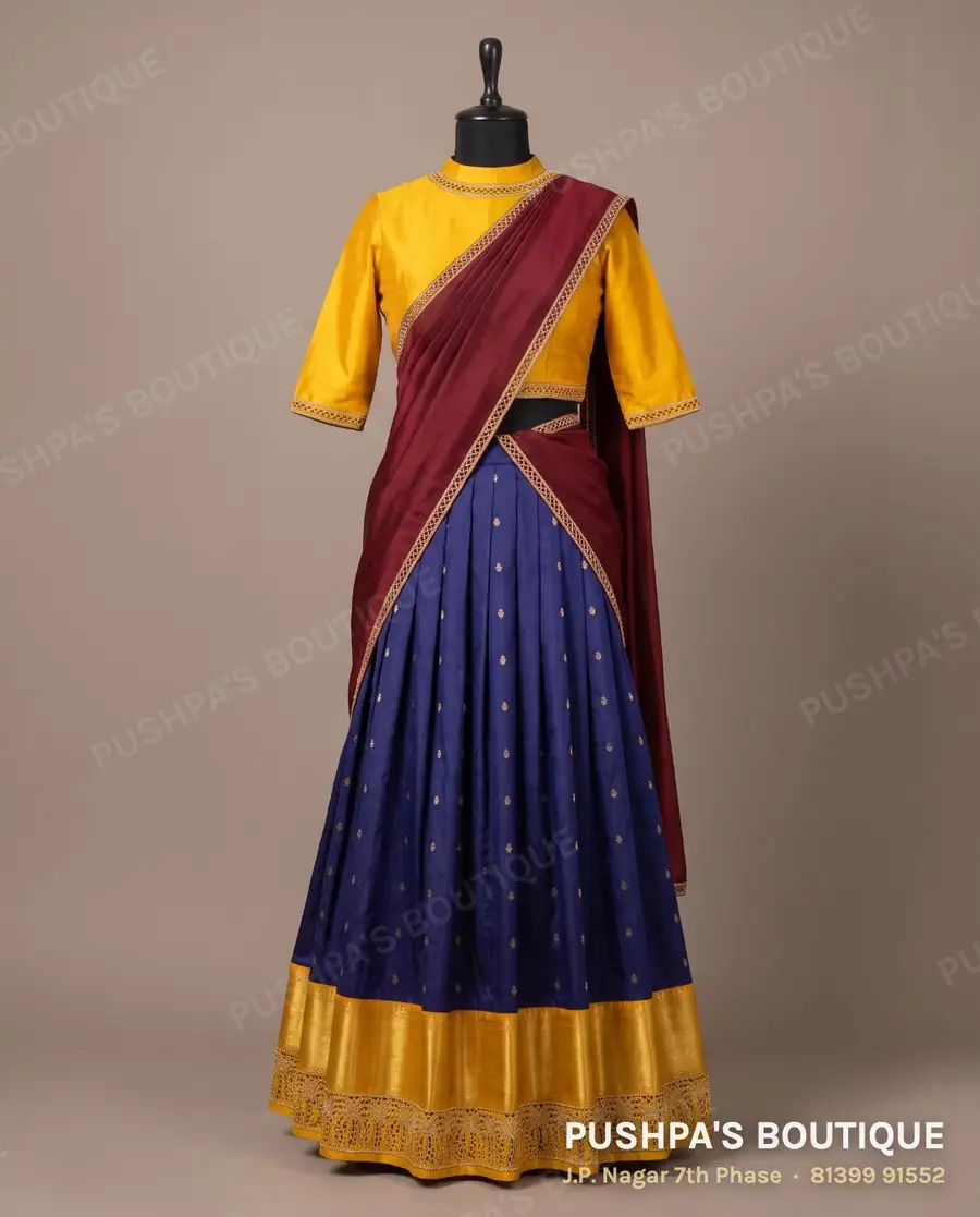 Langa davani (half saree) PB-245, high neck, three quarter sleeve