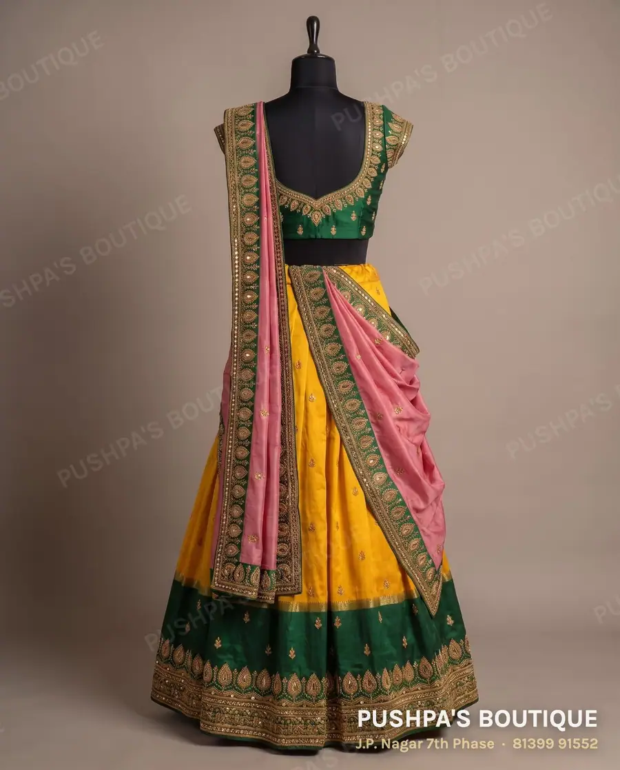 Langa davani (half saree) PB-247, sweetheart neck, cap sleeve, photo 2