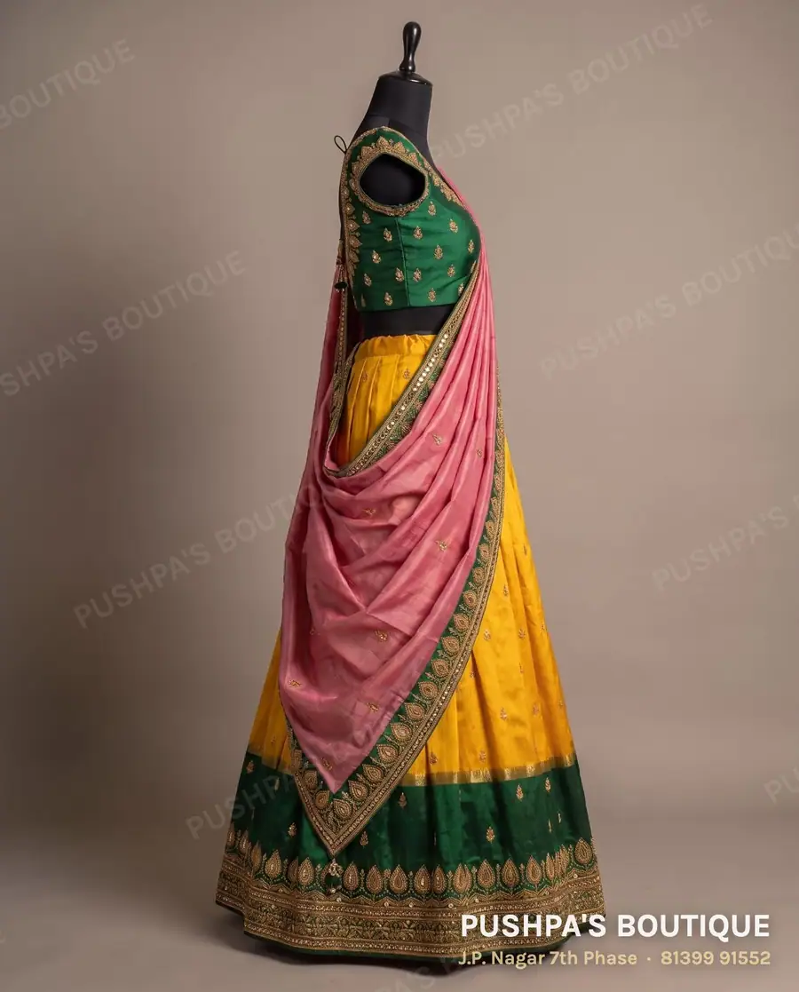 Langa davani (half saree) PB-247, sweetheart neck, cap sleeve, photo 3
