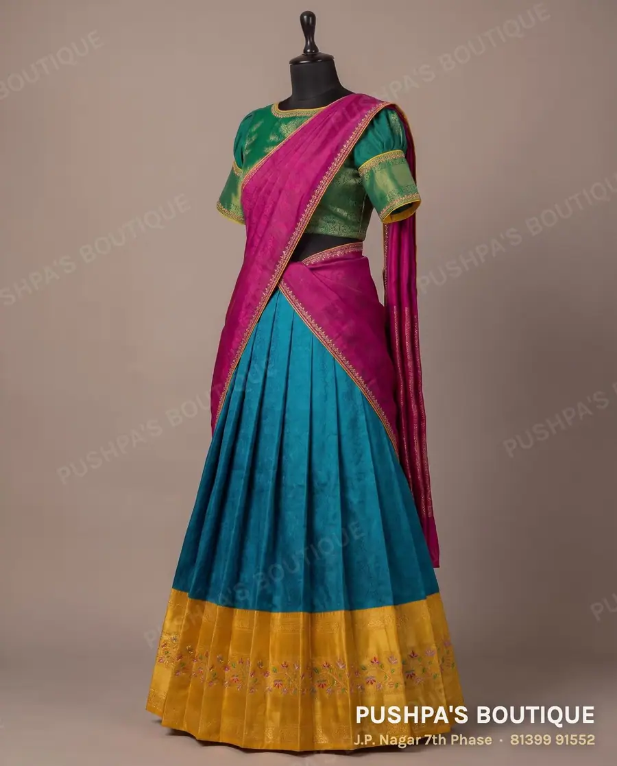 Langa davani (half saree) PB-248, boat neck, puff sleeve, photo 3