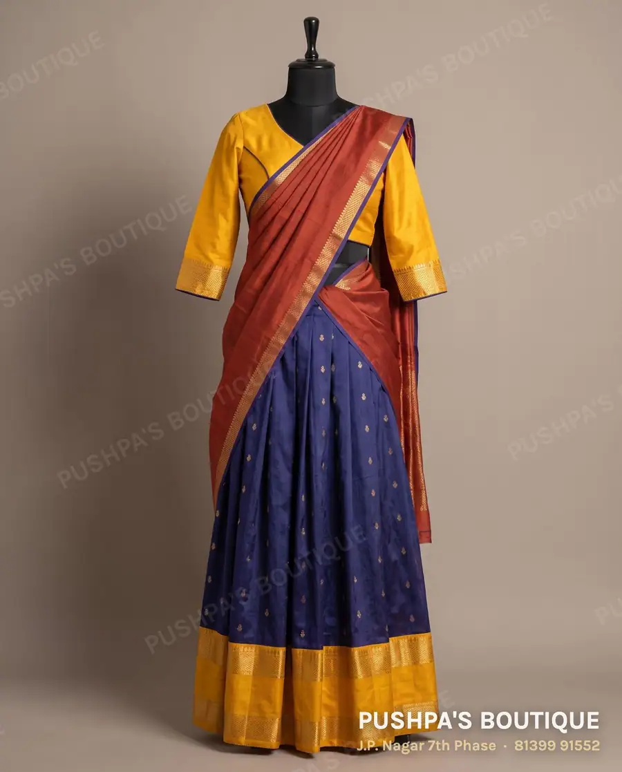 Langa davani (half saree) PB-249, V neck, three quarter sleeve