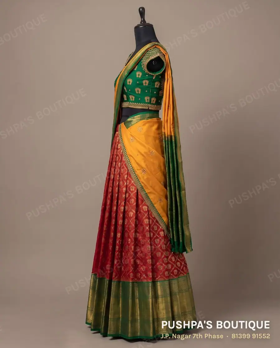 Langa davani (half saree) PB-250, square neck, cap sleeve, photo 3