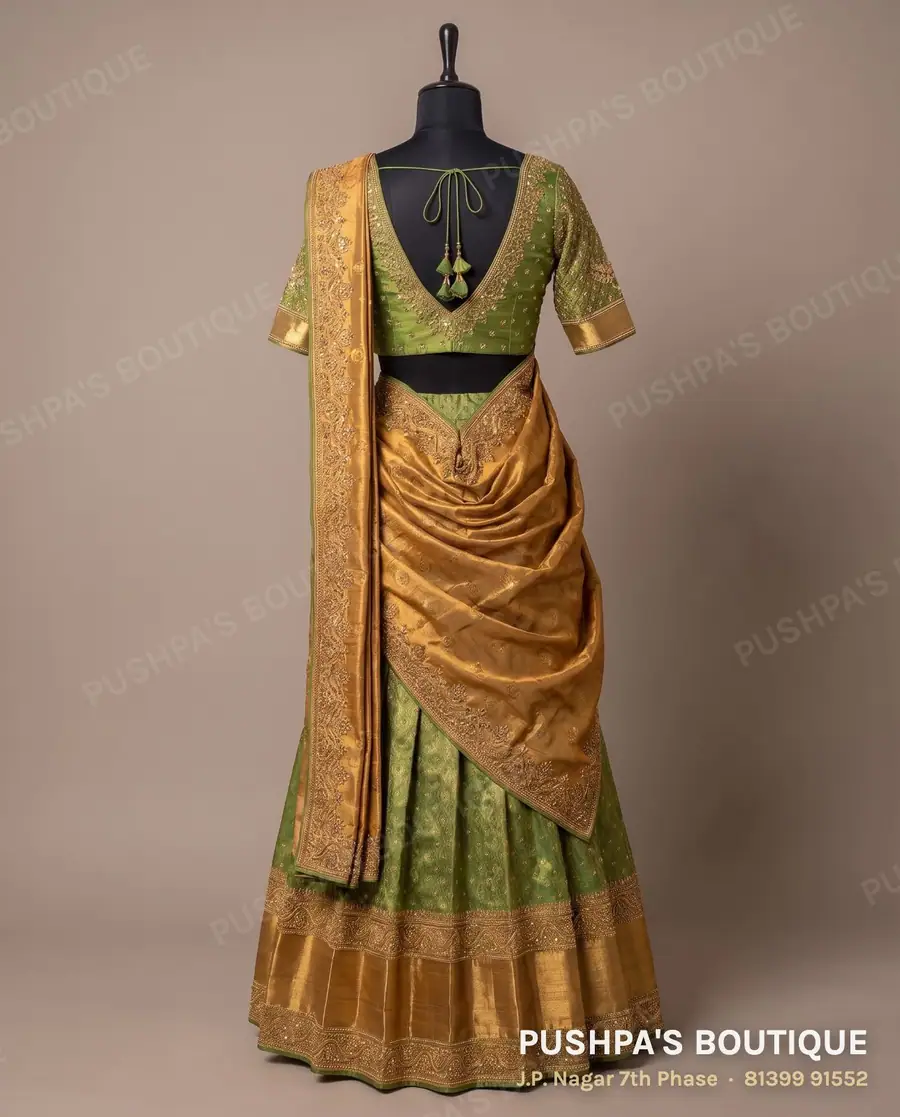 Langa davani (half saree) PB-252, sweetheart neck, three quarter sleeve, photo 2