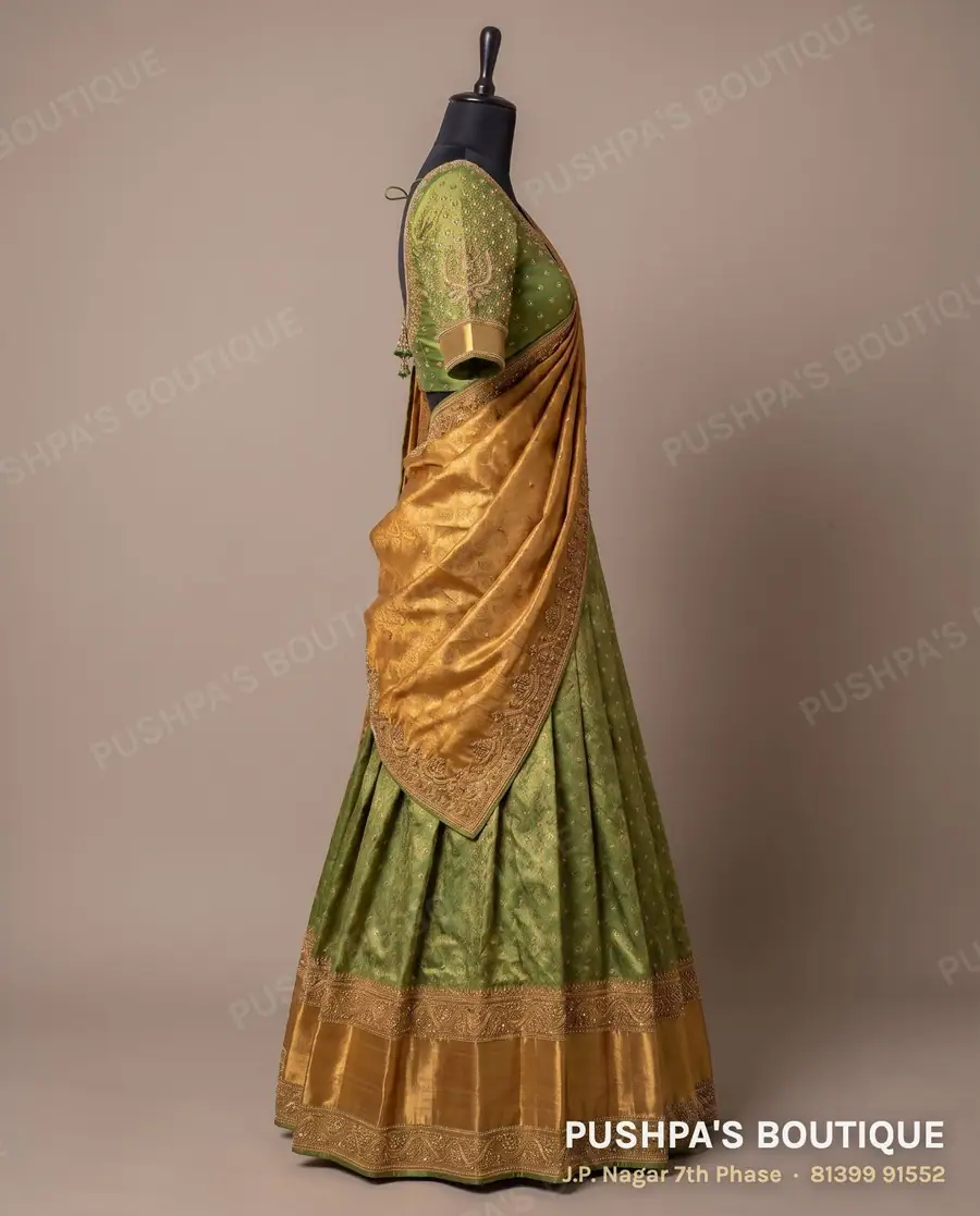Langa davani (half saree) PB-252, sweetheart neck, three quarter sleeve, photo 3