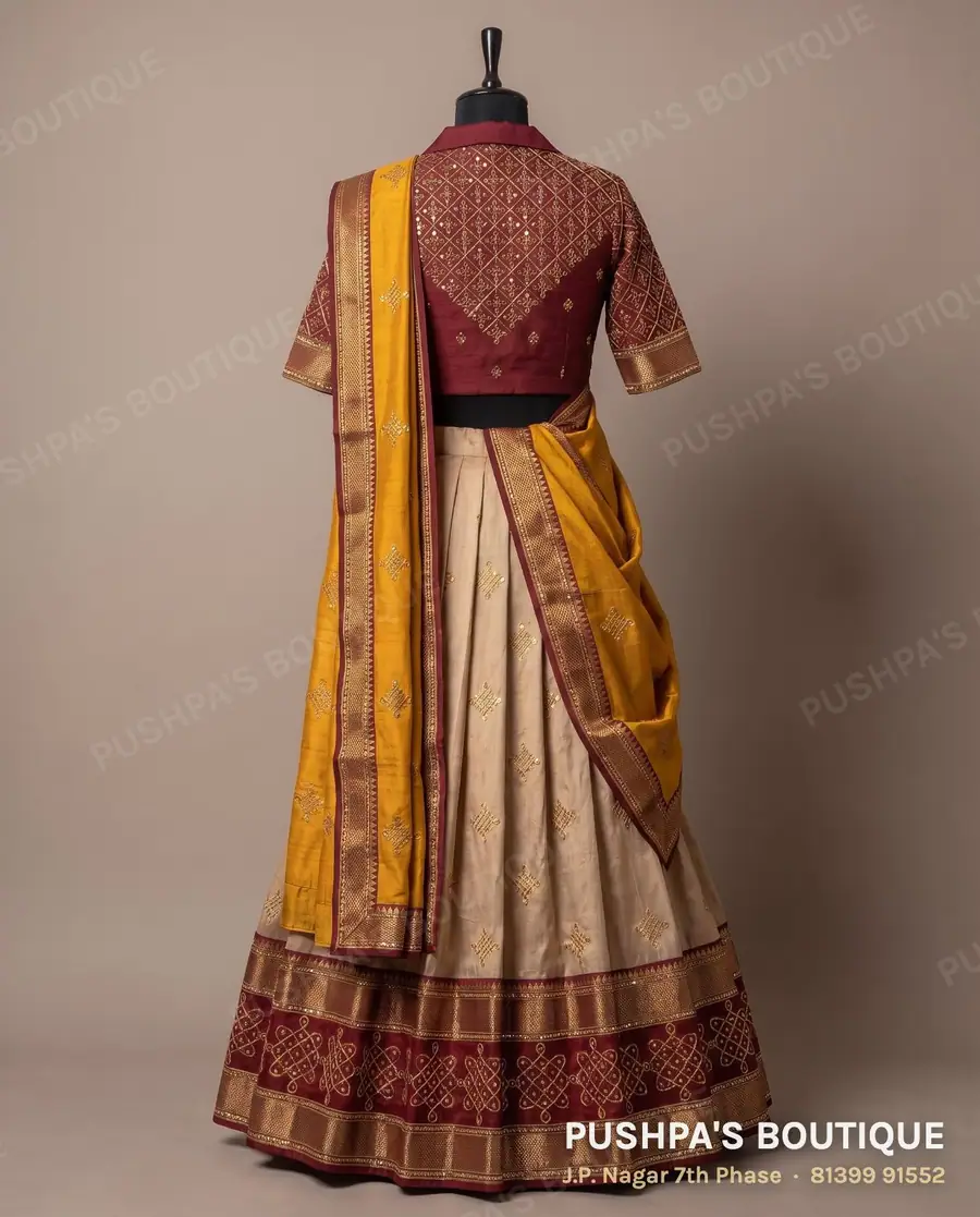 Langa davani (half saree) PB-253, collar, elbow sleeve, photo 2