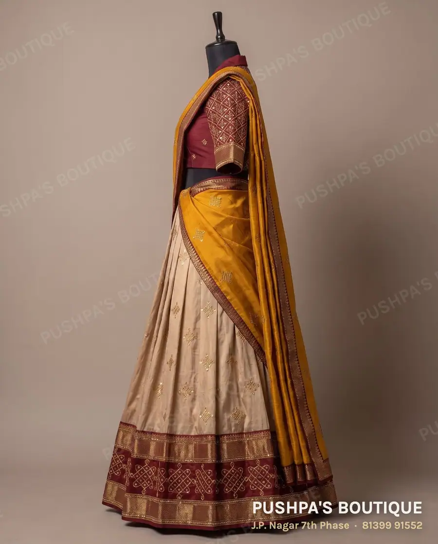 Langa davani (half saree) PB-253, collar, elbow sleeve, photo 3