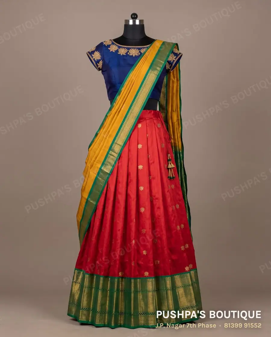 Langa davani (half saree) PB-254, boat neck, cap sleeve