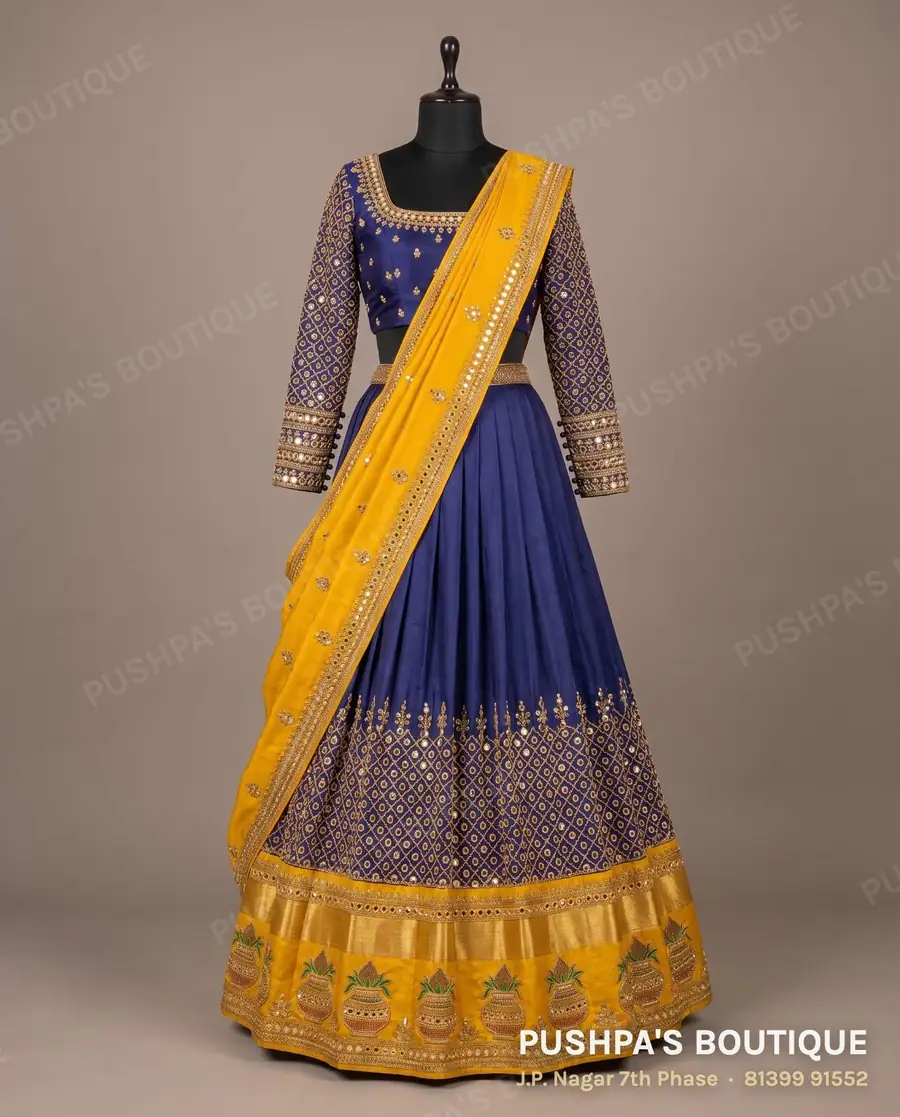 Langa davani (half saree) PB-256, square neck, full sleeve
