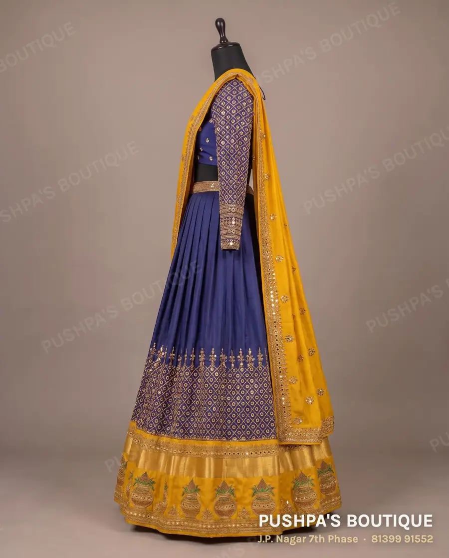 Langa davani (half saree) PB-256, square neck, full sleeve, photo 3