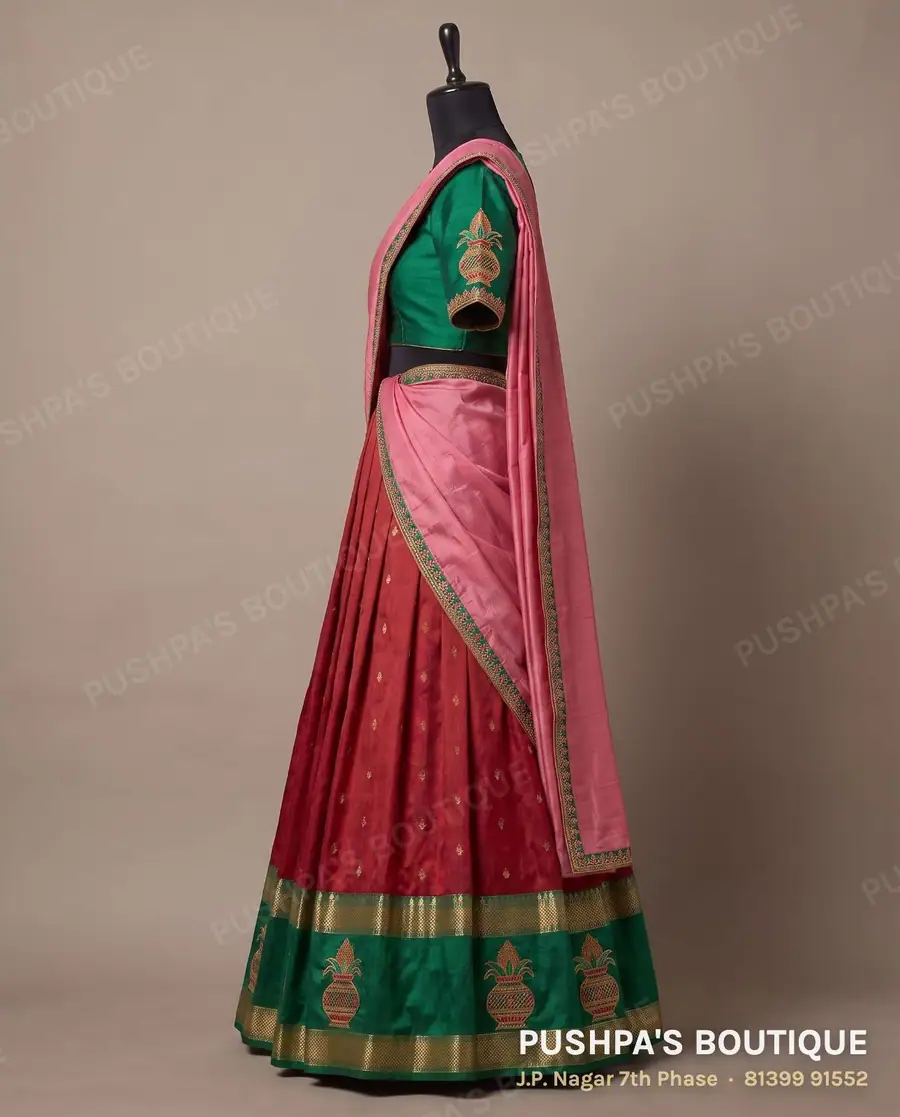 Langa davani (half saree) PB-257, round neck, short sleeve, photo 3