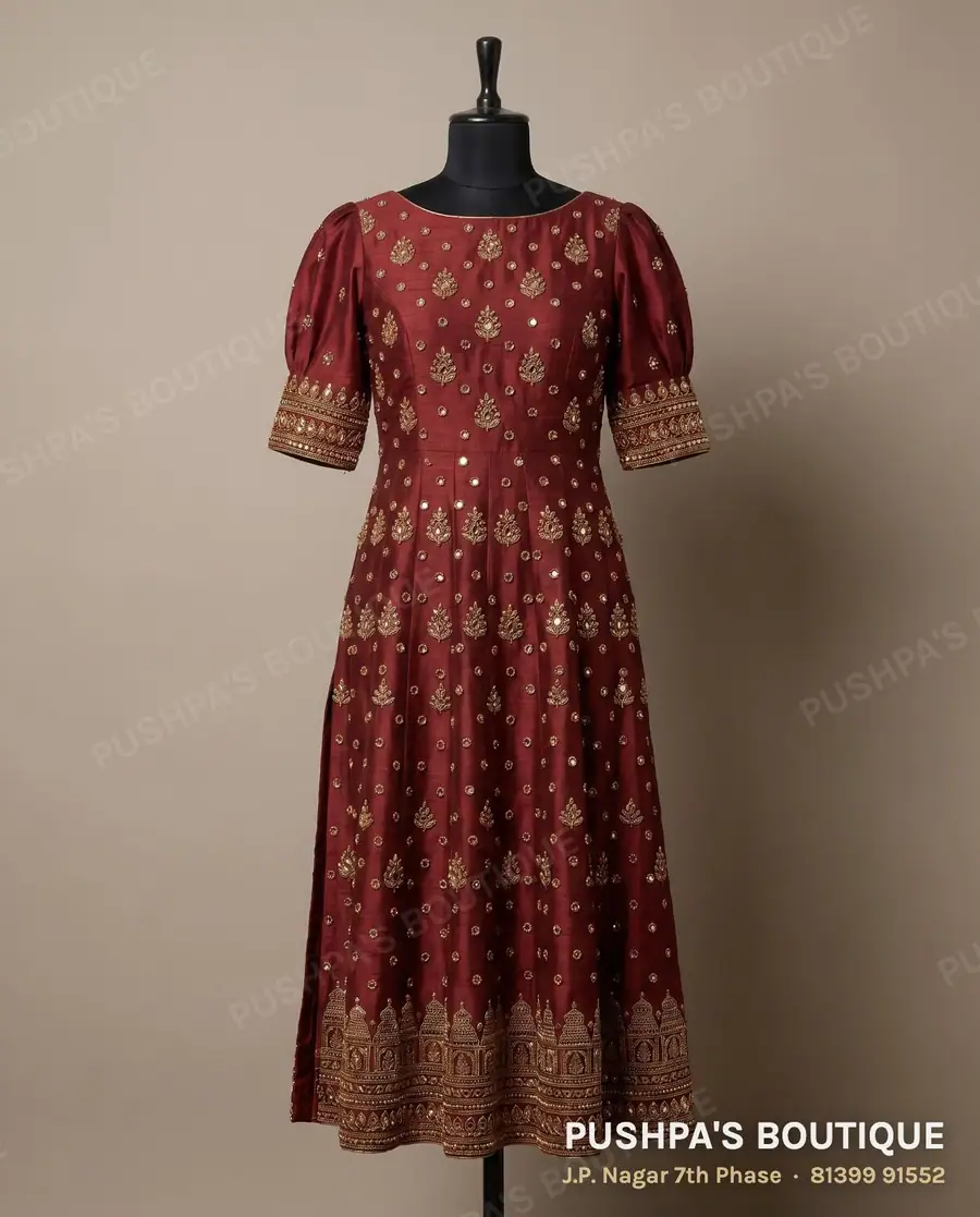 Kurta PB-259, boat neck, puff sleeve