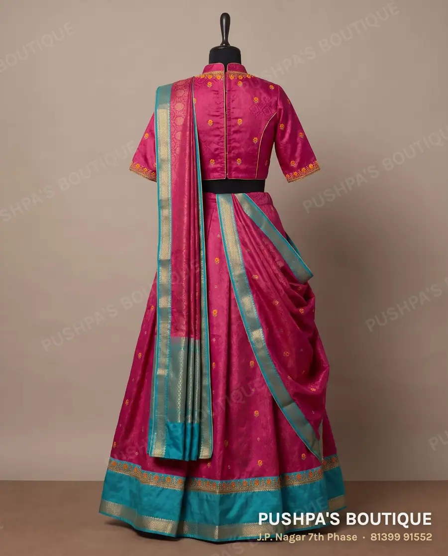 Langa davani (half saree) PB-274, high neck, elbow sleeve, photo 2