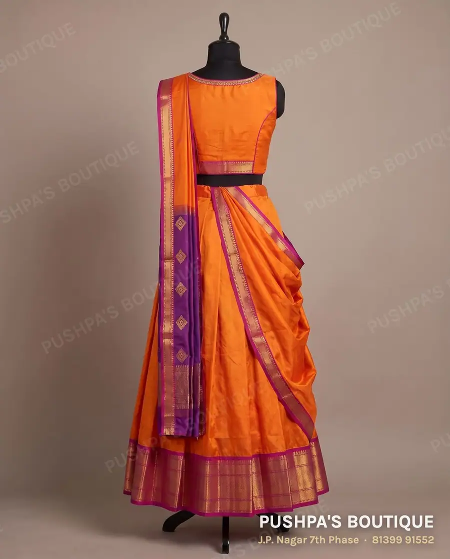Langa davani (half saree) PB-275, sweetheart neck, sleeveless, photo 2