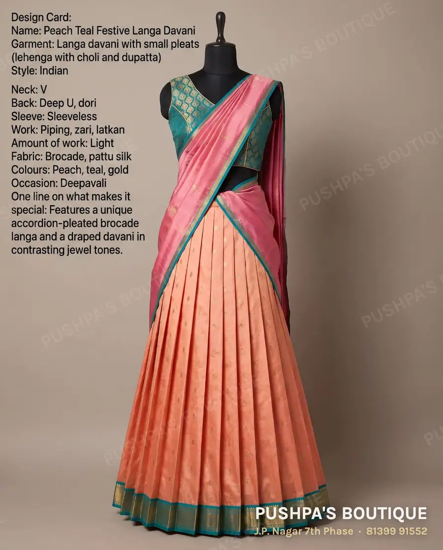 Langa davani (half saree) PB-276, V neck, sleeveless