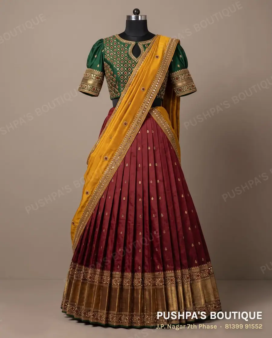 Langa davani (half saree) PB-277, puff sleeve
