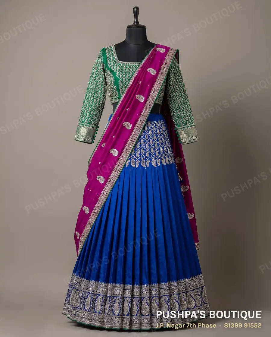 Langa davani (half saree) PB-278, square neck, full sleeve