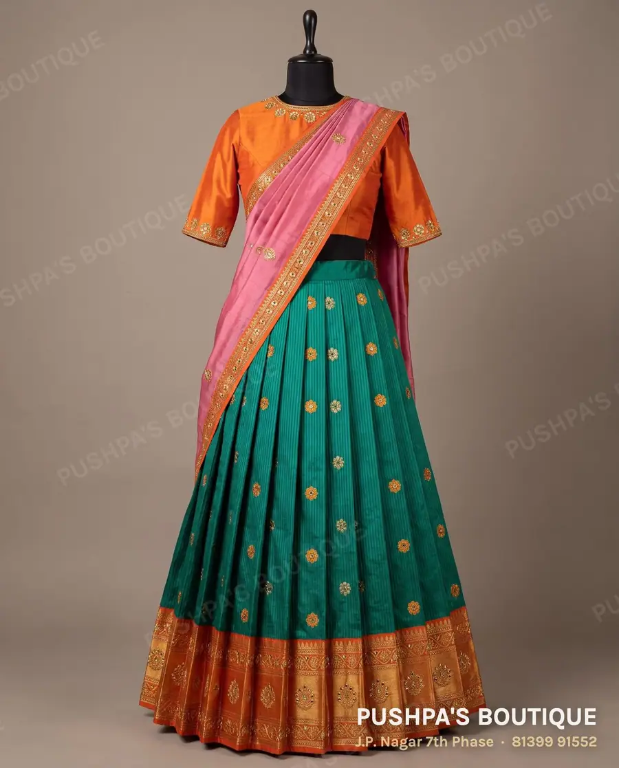 Langa davani (half saree) PB-279, high neck, elbow sleeve