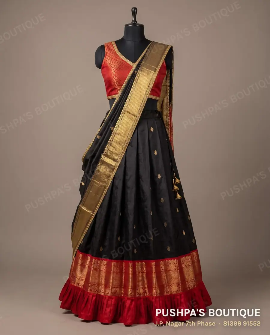 Langa davani (half saree) PB-281, V neck, sleeveless