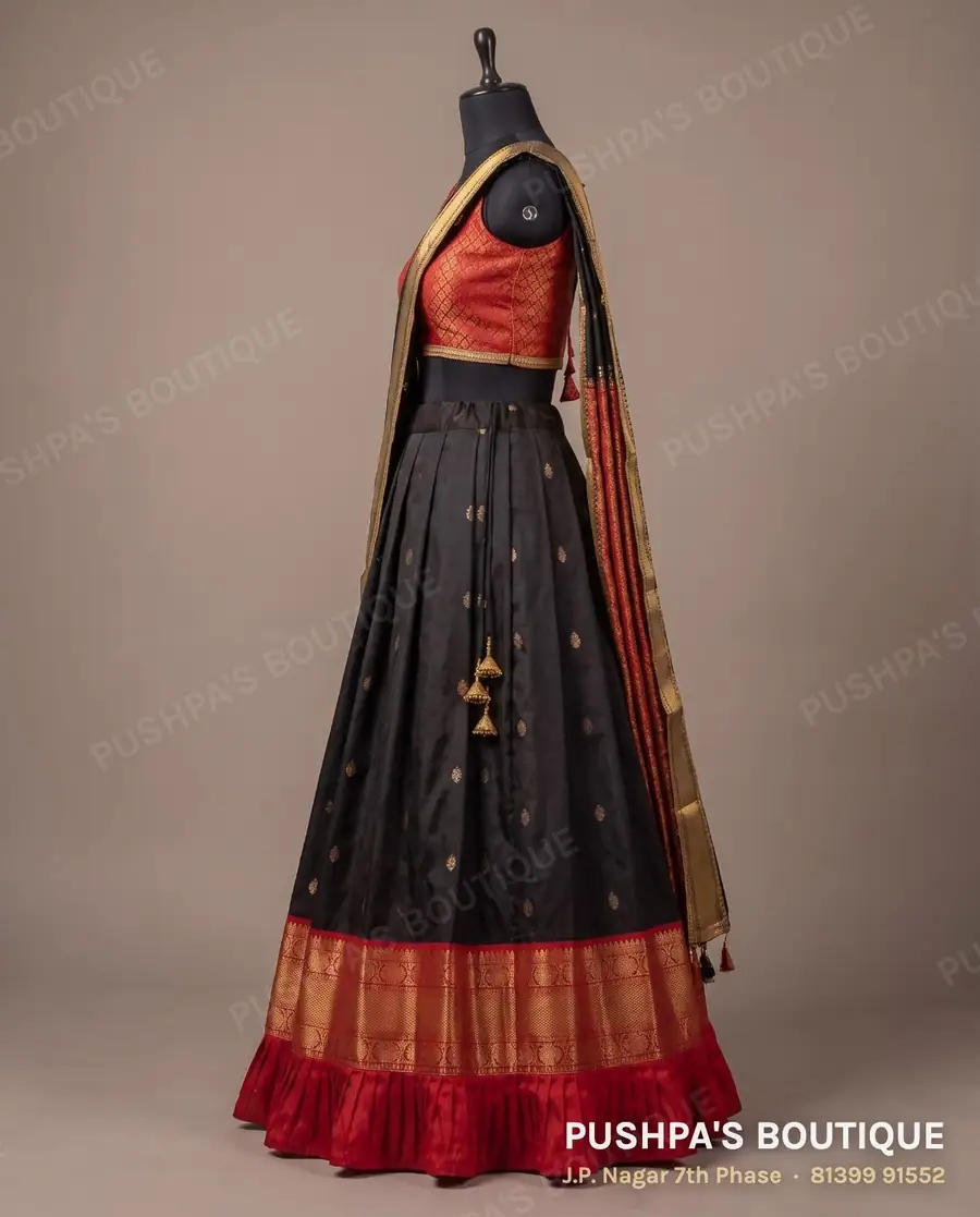Langa davani (half saree) PB-281, V neck, sleeveless, photo 3