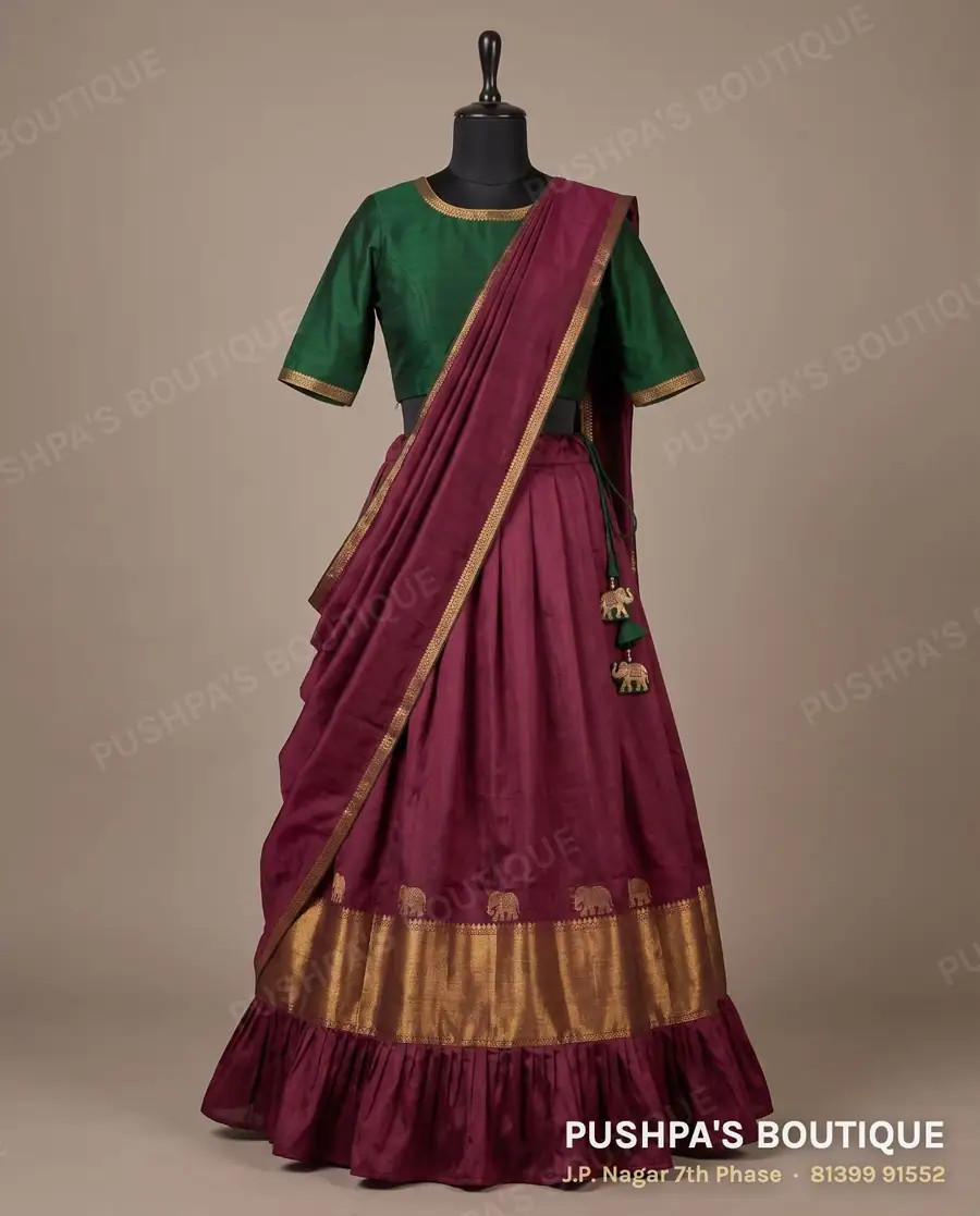Langa davani (half saree) PB-282, round neck, short sleeve