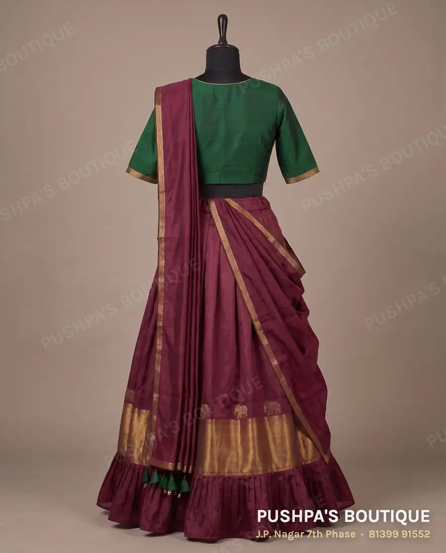 Langa davani (half saree) PB-282, round neck, short sleeve, photo 2