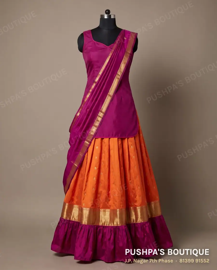 Langa davani (half saree) PB-283, sweetheart neck, sleeveless