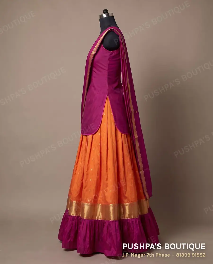 Langa davani (half saree) PB-283, sweetheart neck, sleeveless, photo 3