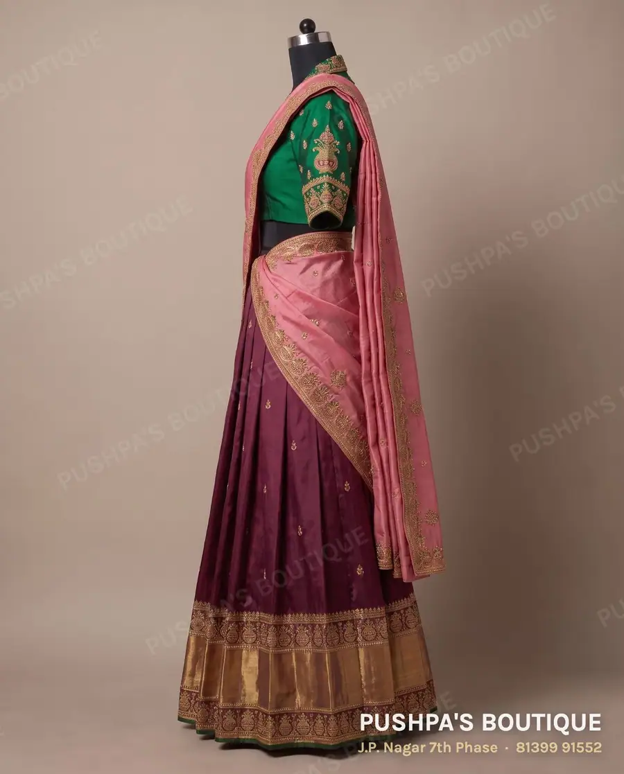 Langa davani (half saree) PB-284, collar, elbow sleeve, photo 3