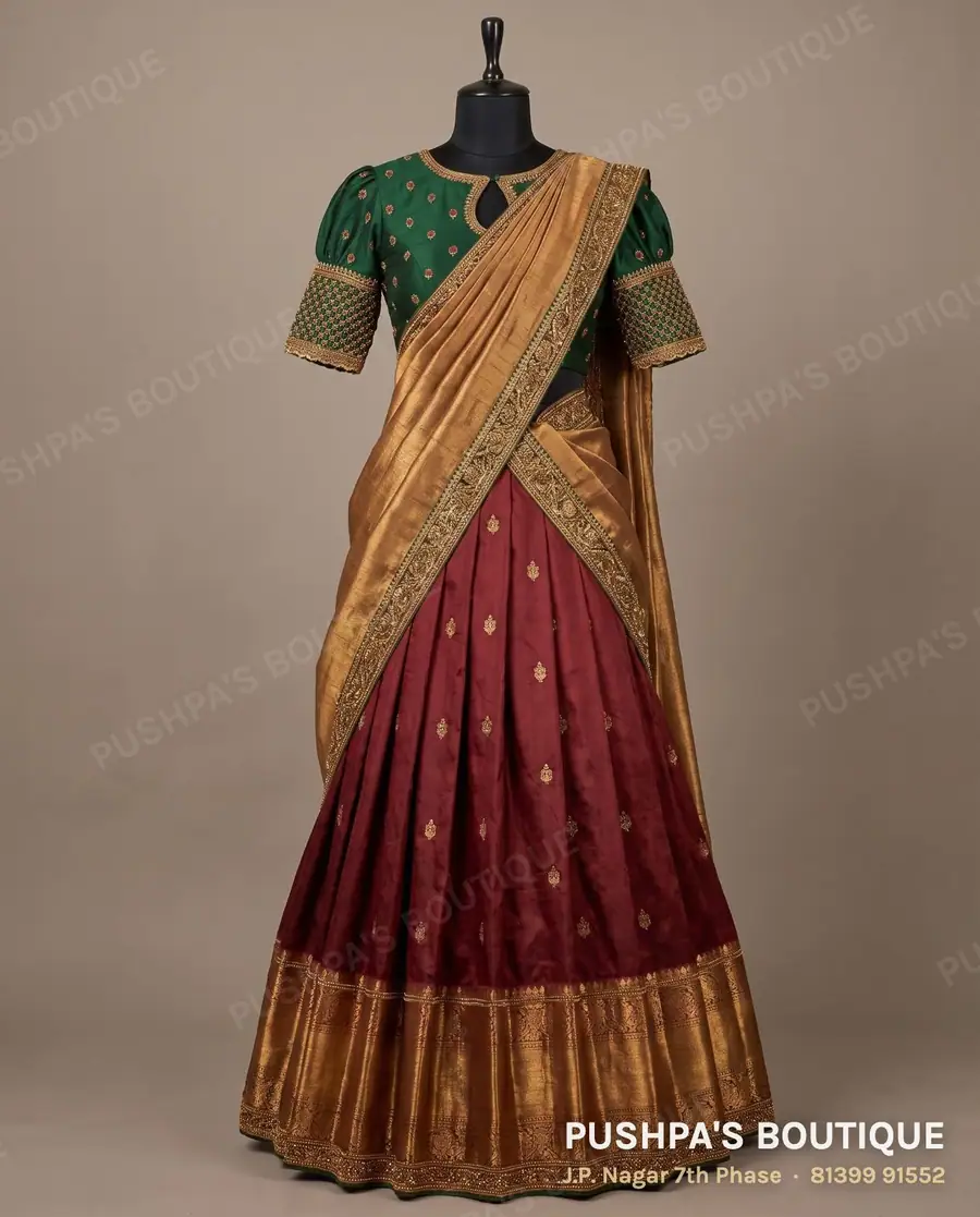 Langa davani (half saree) PB-286, puff sleeve