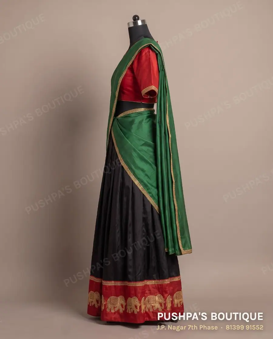Langa davani (half saree) PB-288, round neck, short sleeve, photo 3
