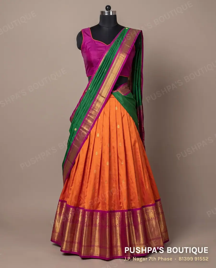 Langa davani (half saree) PB-289, sweetheart neck, sleeveless